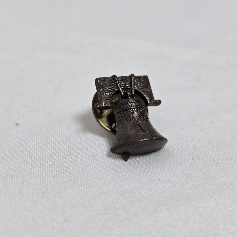 Liberty Bell Vintage Lapel Pin Tiny 1/2 In Dainty Patriotic Philadelphia Philly